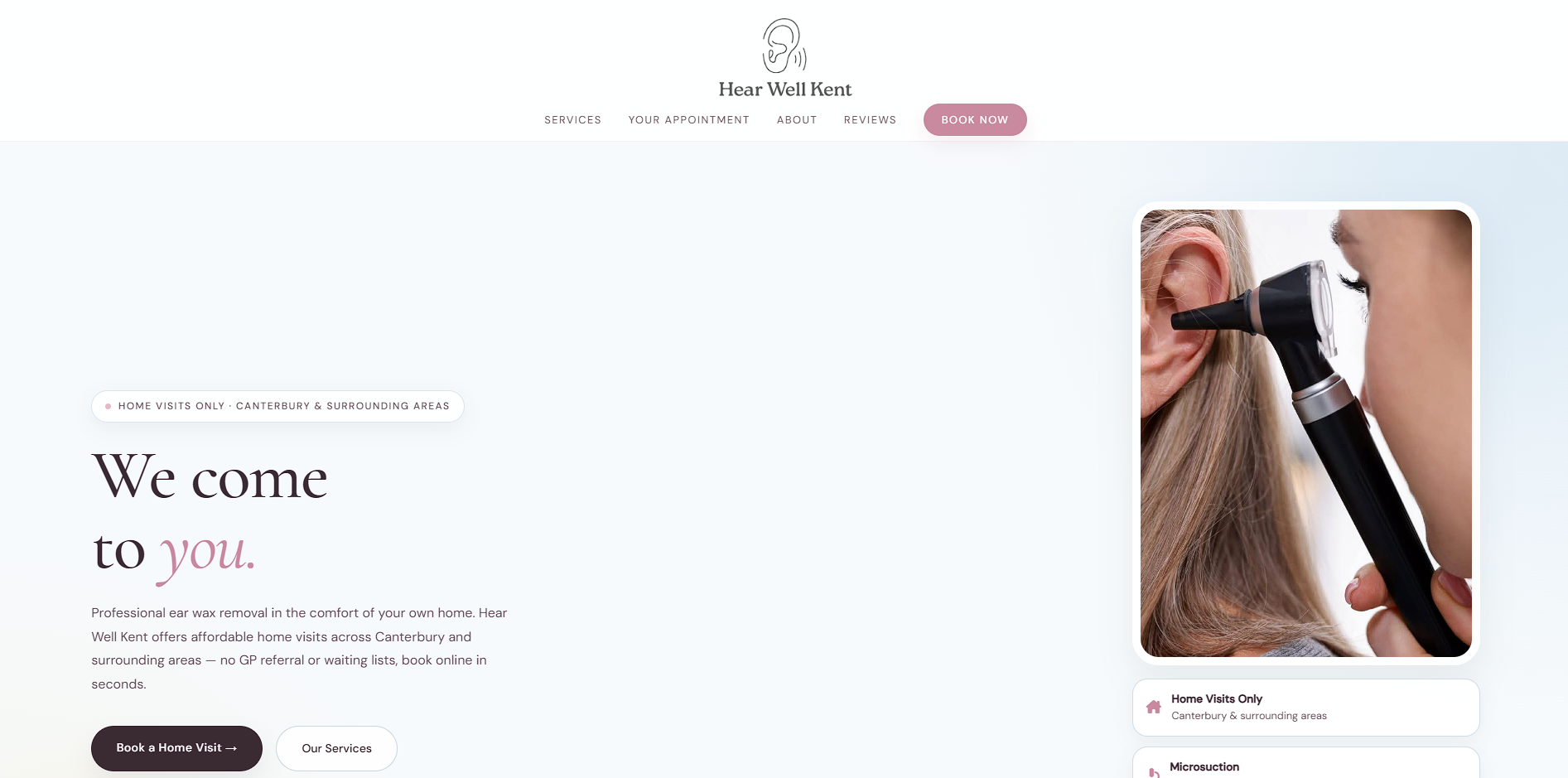 Hear Well Kent website screenshot